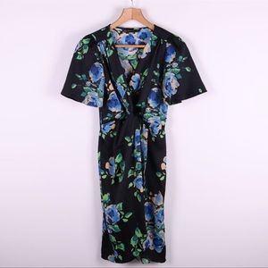 Zara Short Sleeve Floral Wrap Dress